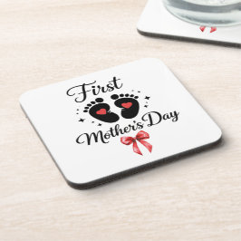 Posavasos Tipografía moderna del Día de la Madre con lazo ro