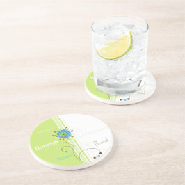 Posavasos Tipografía verde de flor simple moderna