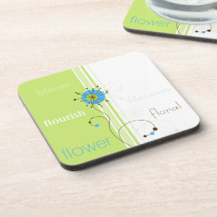 Posavasos Tipografía verde de flor simple moderna