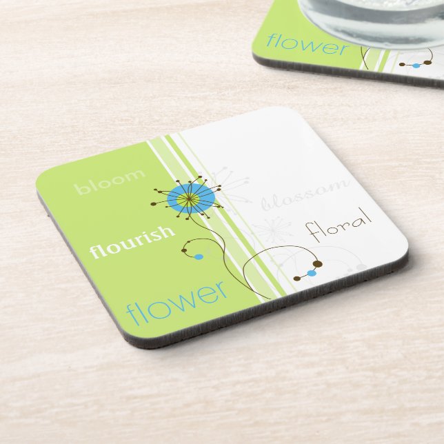 Posavasos Tipografía verde de flor simple moderna (Lado Izquierdo)
