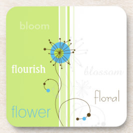 Posavasos Tipografía verde de flor simple moderna