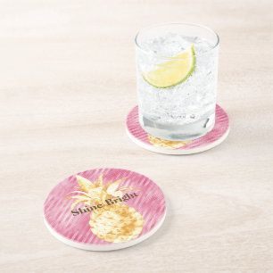 Posavasos Tiras de glam rosado Oro piña tropical