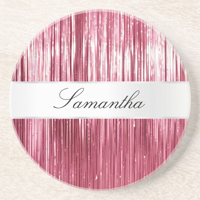 Posavasos Tiras de insel de glam rosado de bonito (Frente)