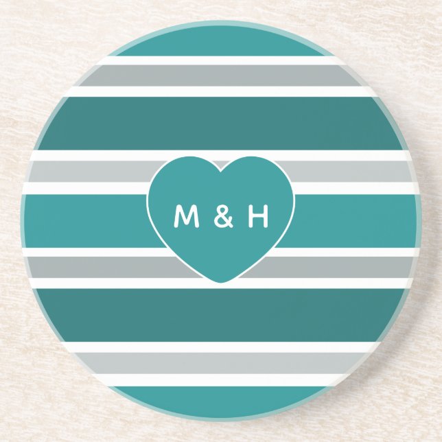 Posavasos Tiras y personalizado del corazón monocroma arenis (Frente)