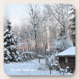 Posavasos 'Tis la cabaña del invierno de la puesta del sol