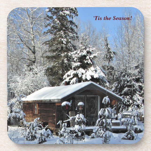 Posavasos 'Tis las vacaciones de invierno de la cabaña de (Frente)