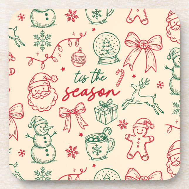 Posavasos Tis the Season - Christmas Doodle (Frente)