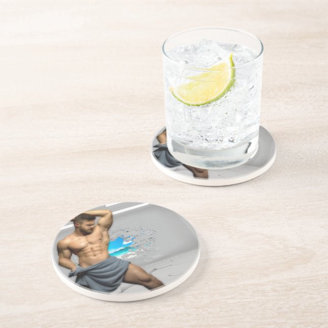 Posavasos Toalla de hombre de SlipperyJoe rota pared de ladr (Lado)