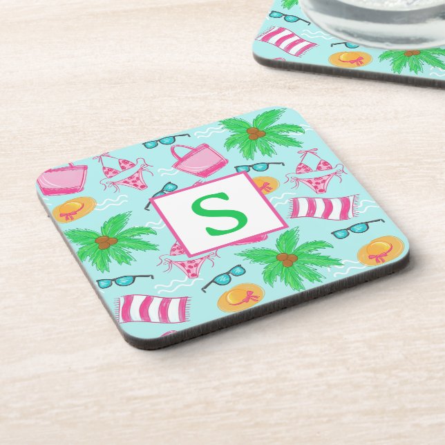 Posavasos Toalla Preppy Beach Bikini Toalla Palm Tree Toalla (Lado Izquierdo)