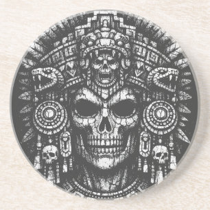 Posavasos Tocado de cráneo azteca de BurnsInHell