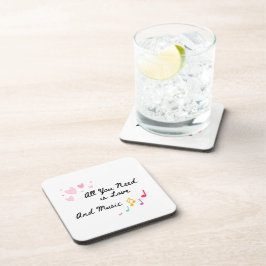 Posavasos Todo lo que necesitas es amor y música en un