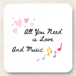 Posavasos Todo lo que necesitas es amor y música en un