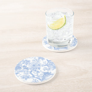Posavasos Toile de Chinoiserie Azul Dragón Flor de Cerezo