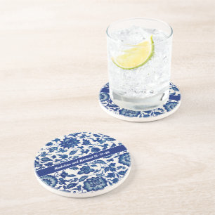 Posavasos Toile de Chinoiserie Flor Silvestre Azul País Fran