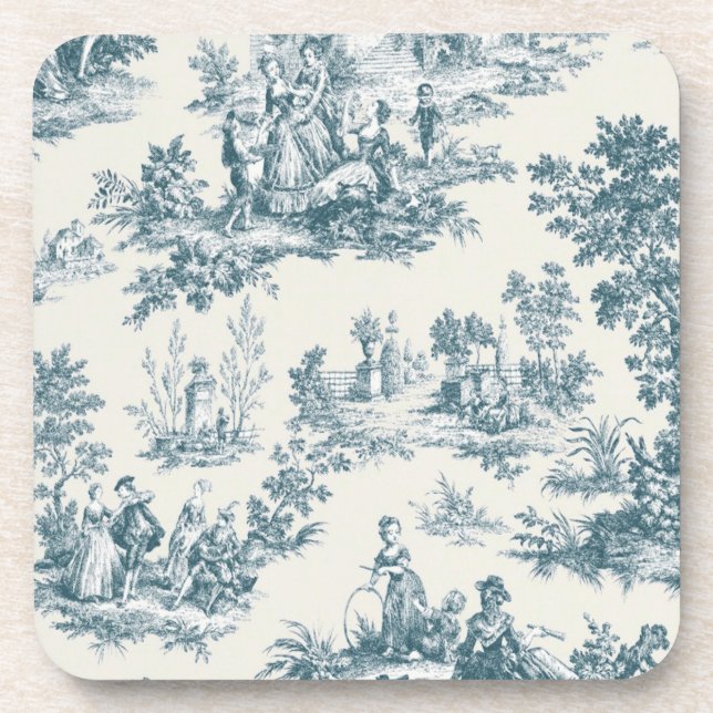 Posavasos Toile de jouy sage verde elegante (Frente)