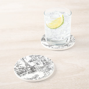 Posavasos Toile de la Torre Eiffel de París Negro