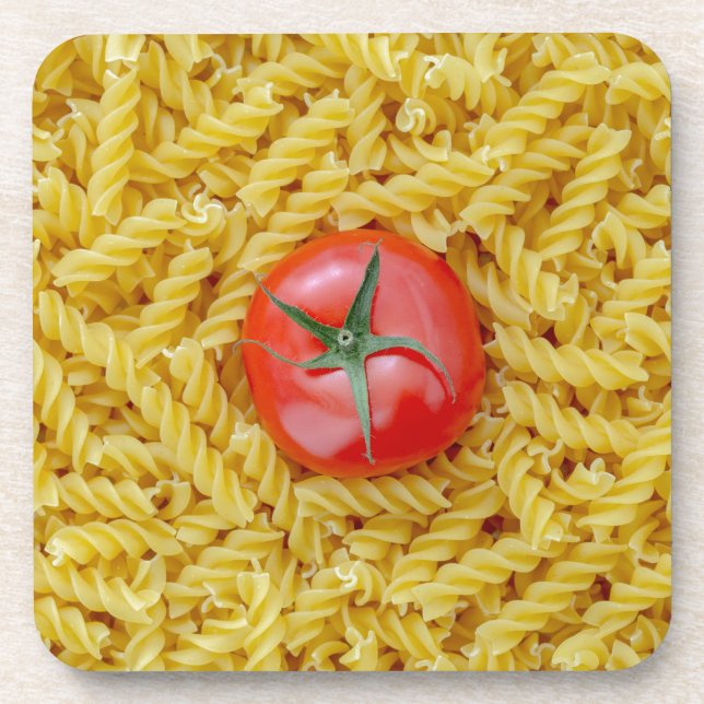Posavasos Tomate con pasta fusilli (Frente)