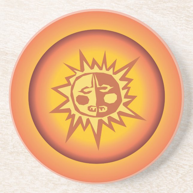 Posavasos Tono naranja rojo del diseño tribal primitivo de (Frente)