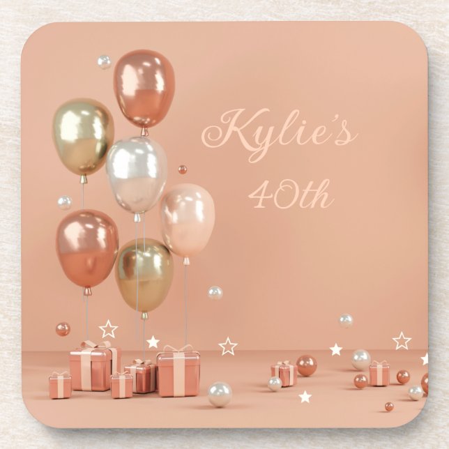 Posavasos Tonos de globos rosados 40 (Frente)