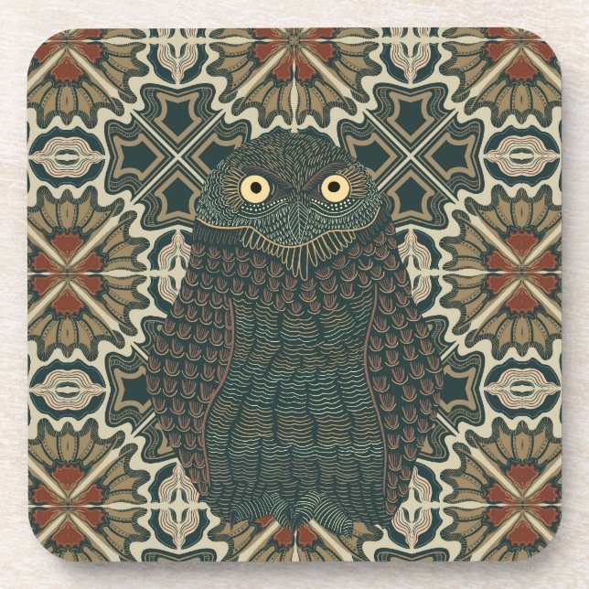 Posavasos Tonos de tierra dorados marrones adornados (Frente)