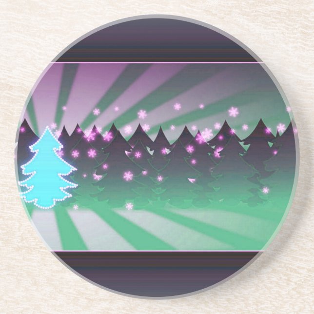 Posavasos Tonos de Verde de Árboles de Navidad (Frente)