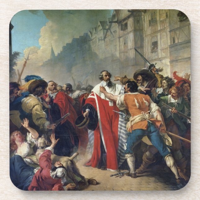 Posavasos Topo de Mateo que es parado por la muchedumbre (Frente)