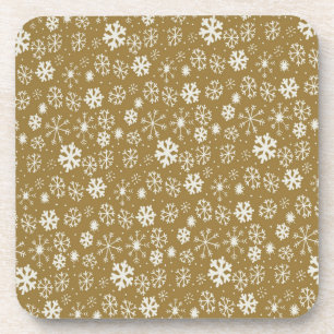 Posavasos Tormenta de copos de nieve con fondo dorado