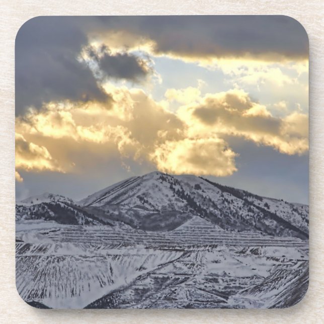 Posavasos Tormenta de sol sobre montañas cubiertas de nieve (Frente)