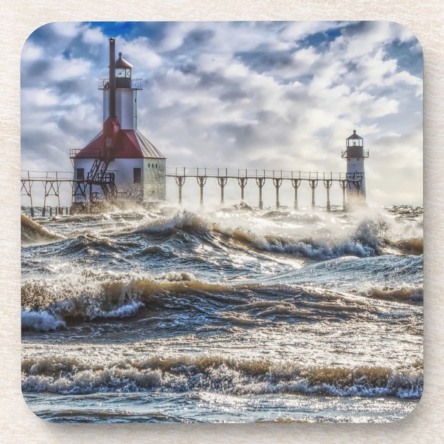 Posavasos Tormenta en el faro de St Joseph (Frente)