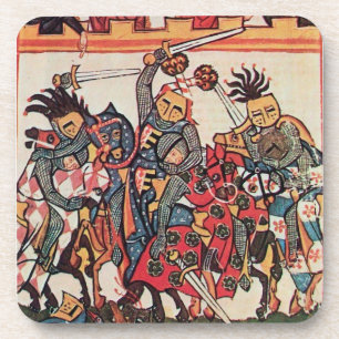 POSAVASOS TORNEO MEDIEVAL, LUCHA CONTRA CABALLEROS Y DAMAS