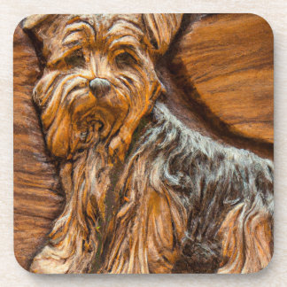 Posavasos Torno de madera de Yorkshire Terrier Faux