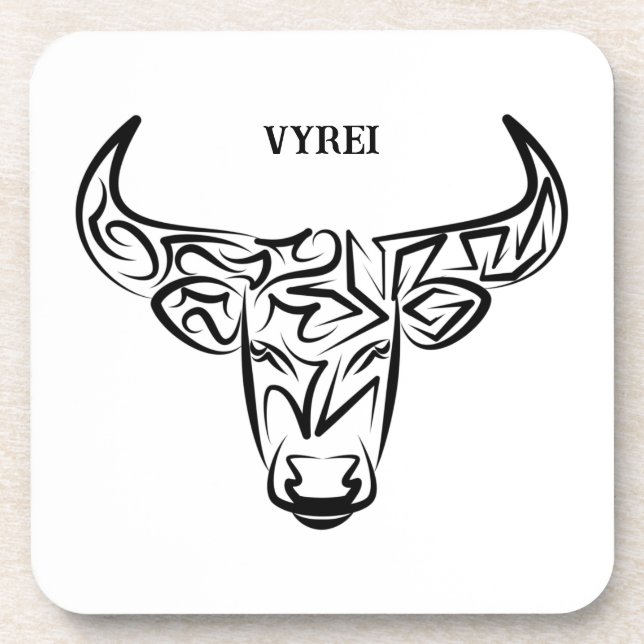 Posavasos Toro tribal negro y blanco/Ox (Frente)