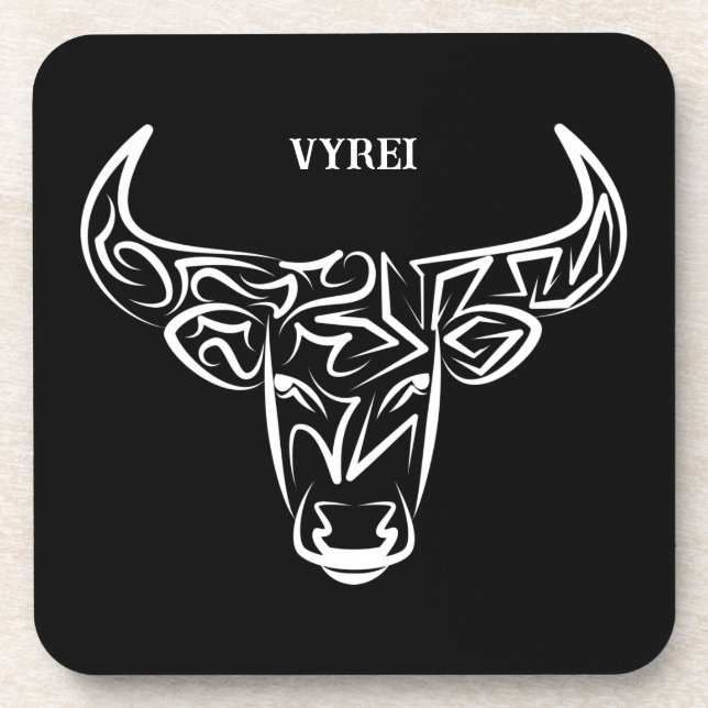 Posavasos Toro tribal negro y blanco/Ox (Frente)