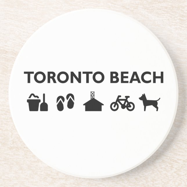Posavasos Toronto Beach Iconos Monotone Black (Frente)