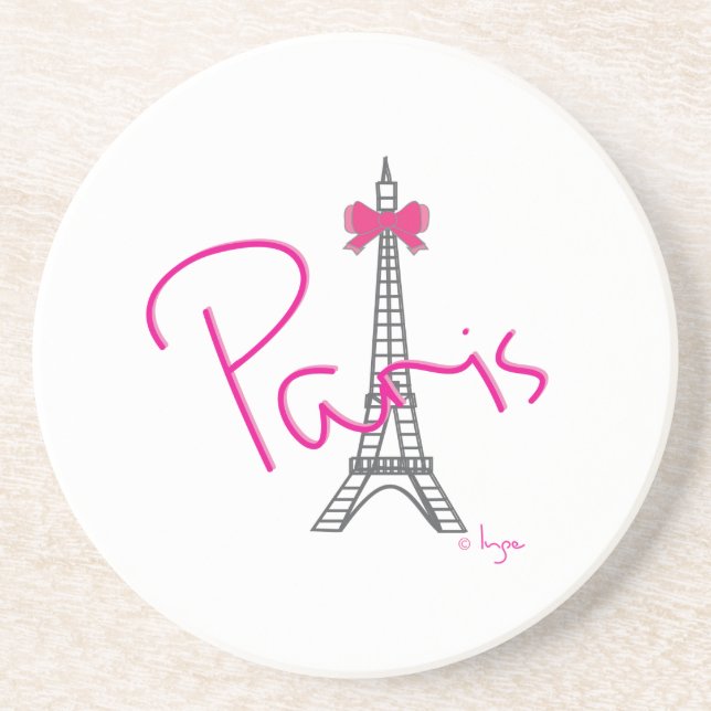 Posavasos Torre Eiffel de París con arco rosa (Frente)