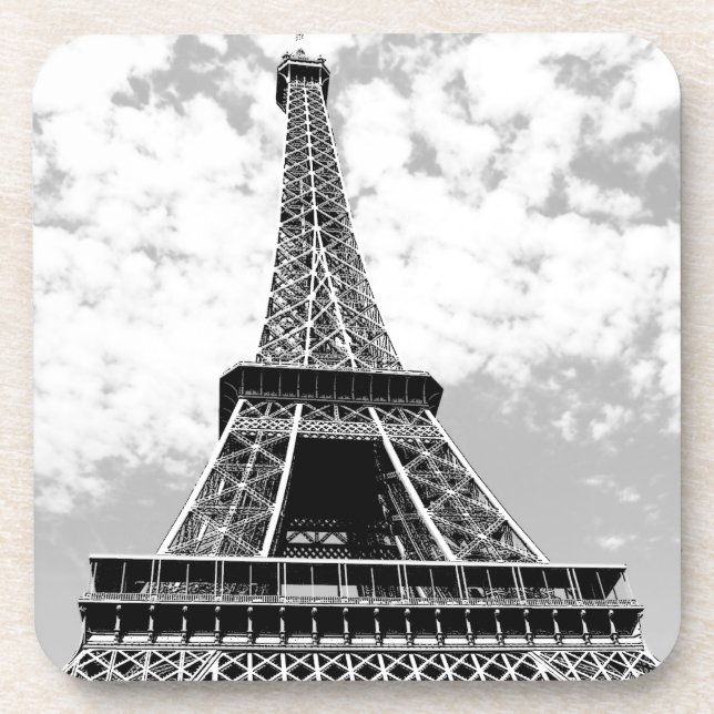 Posavasos Torre Eiffel de París en blanco y negro (Frente)