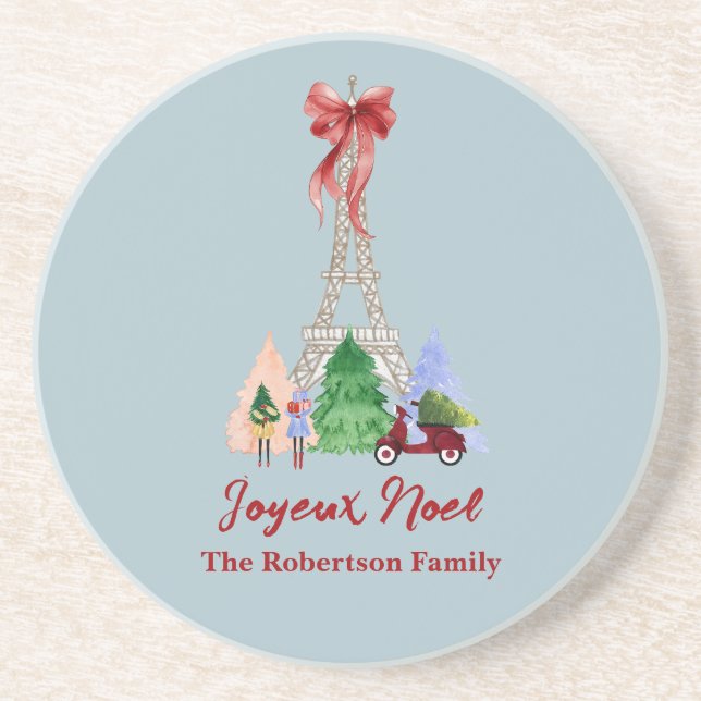 Posavasos Torre Eiffel de París Navidad Personalizada (Frente)