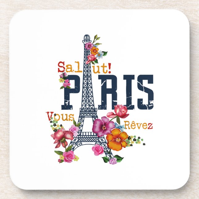 Posavasos Torre Eiffel Paris Shirt Salut Flowt Paris Fra (Frente)