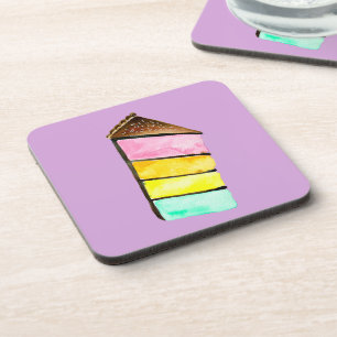 Posavasos Torta de arcoiris yacuarela arte lindo