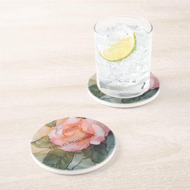 Posavasos Torta De Cumpleaños De Baño De Novia Floral De Ros (Lado)