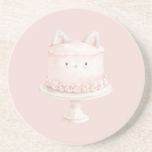 Posavasos Torta de Gatito Rosa Adorable Maullar