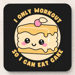 Posavasos Torta Kawaii Divertida Frase de Entrenamiento