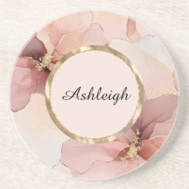 Posavasos Torta nupcial floral rosa dorado romántico