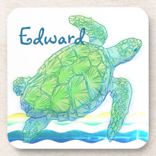 Posavasos Tortuga azul y verde del mar