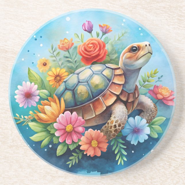Posavasos Tortuga floral (Frente)