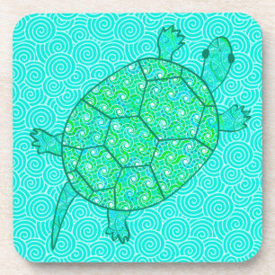 Posavasos Tortuga giratoria árabe - tonos verde marino