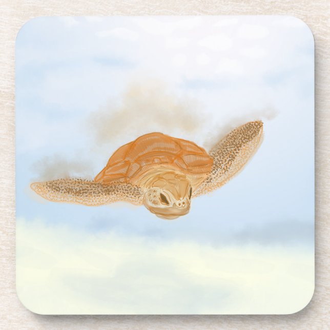 Posavasos Tortuga marina bajo el agua. (Frente)