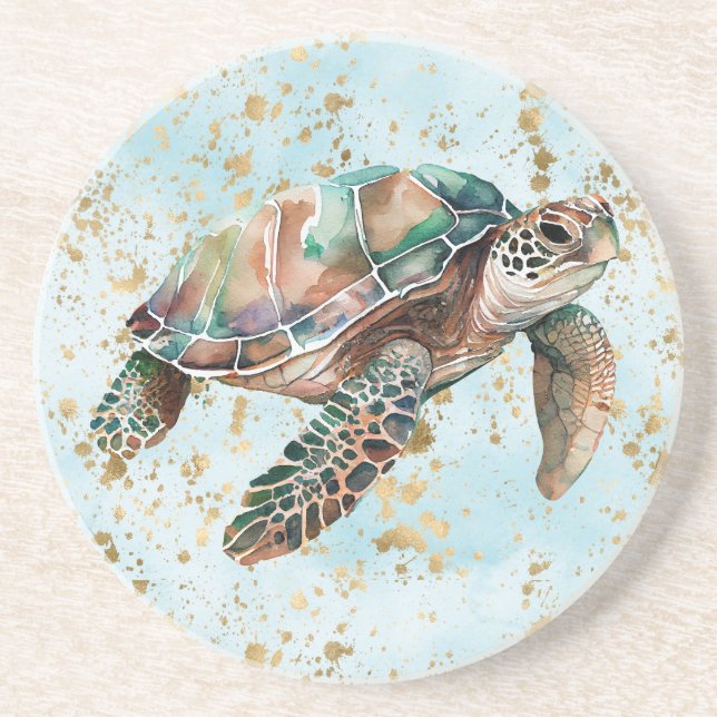 Posavasos Tortuga marina de sueño dorado (Frente)