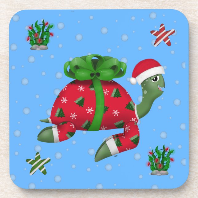 Posavasos Tortuga navidad (Frente)