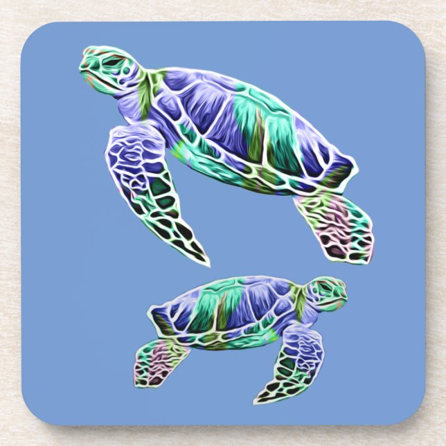 Posavasos Tortugas Marinas Azul Verde (Frente)